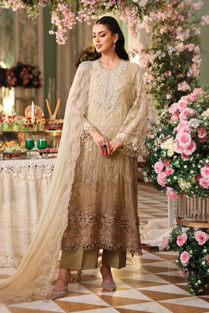 Olive gold embroidered chiffon formal dress