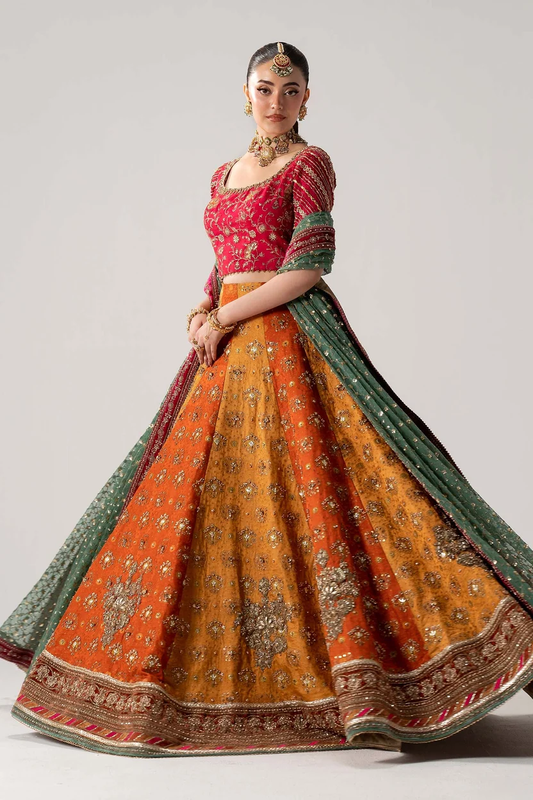 Maria.B Retro Shadmani Couture Merjan lehenga choli set