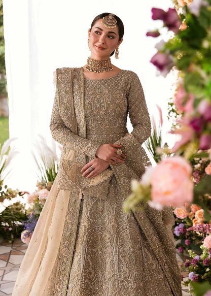 Minha sage-green outfit paired with a matching sheer dupatta