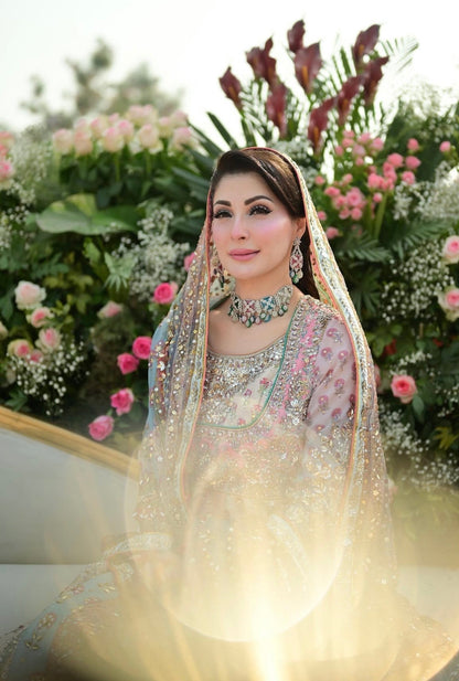 Pastel embroidered formal outfit with dupatta