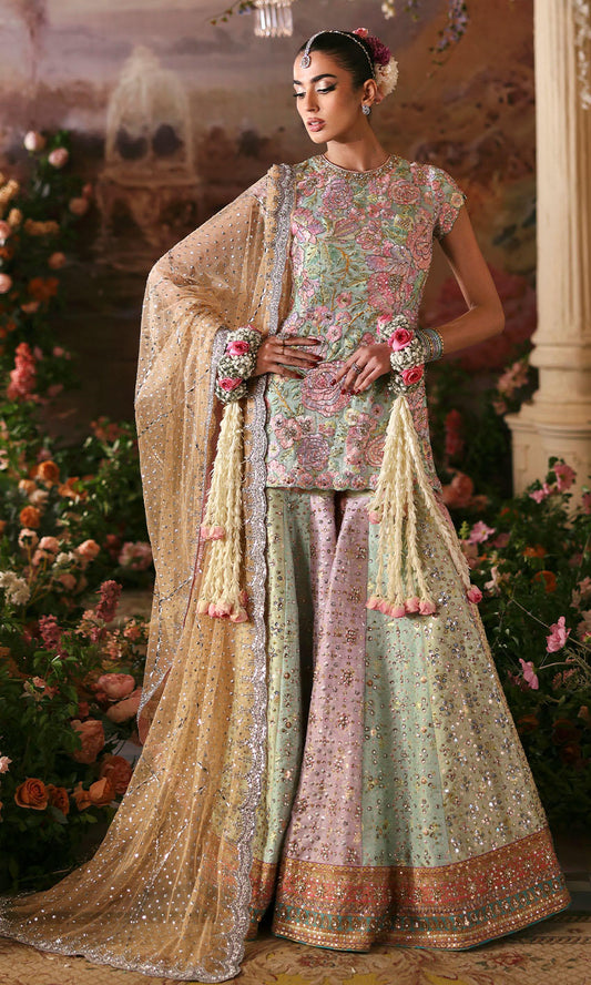 Nomi Ansari Rosebud pastel embroidered ensemble