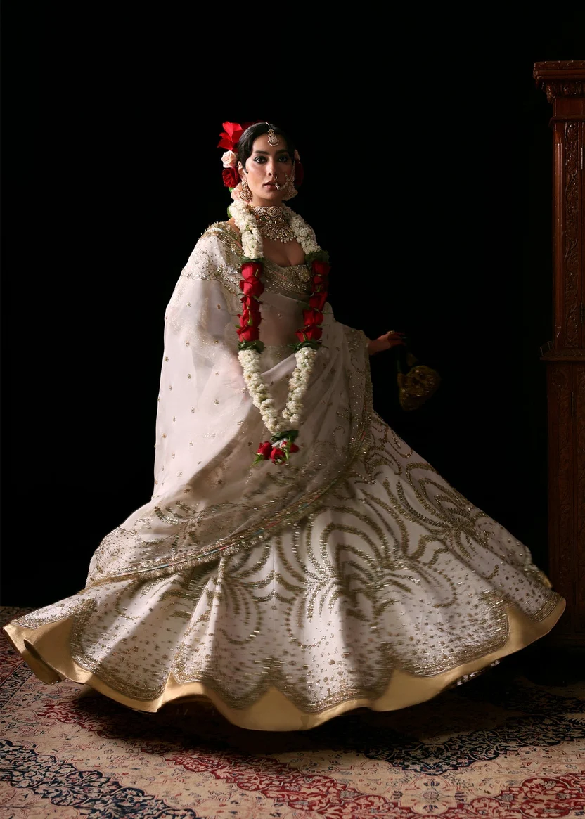 Hussain Rehar Chamkeli antique-gold hand embellished dress