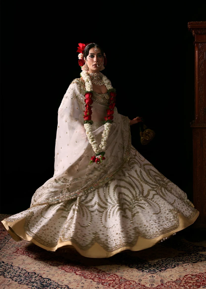 Hussain Rehar Chamkeli antique-gold hand embellished dress