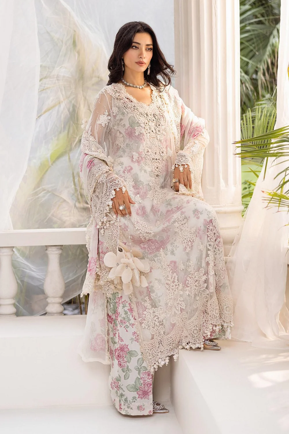 Maria.B inspired off white rose formal outfit