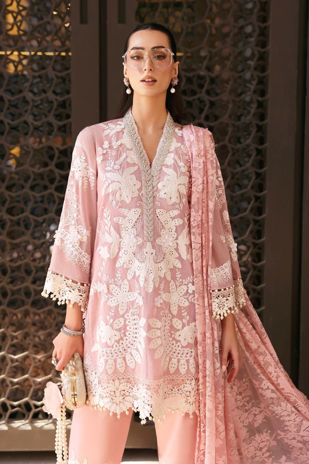 Soft pink designer inspired 3 piece suit