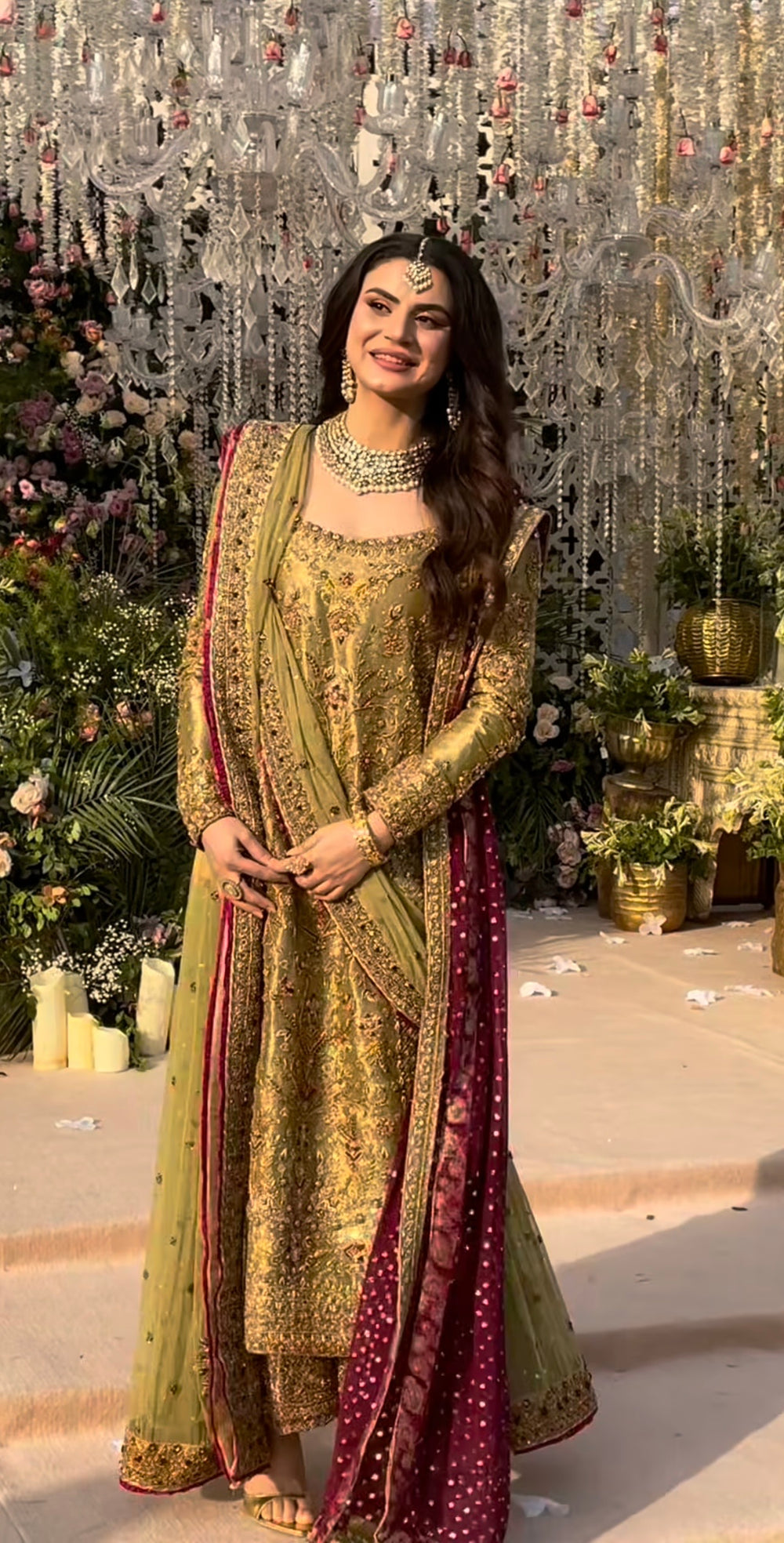 Pistachio green formal dress with zardozi and dabka craftsmanship