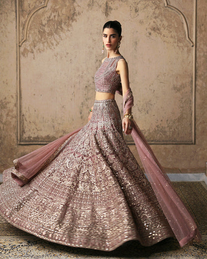 Prenia embellished sleeveless blouse and flared skirt