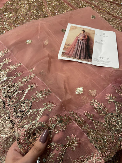 Dusty rose Pakistani formal lehenga with hand embroidery