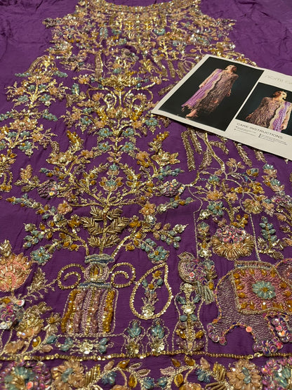 Deep purple hand embellished Pakistani ensemble