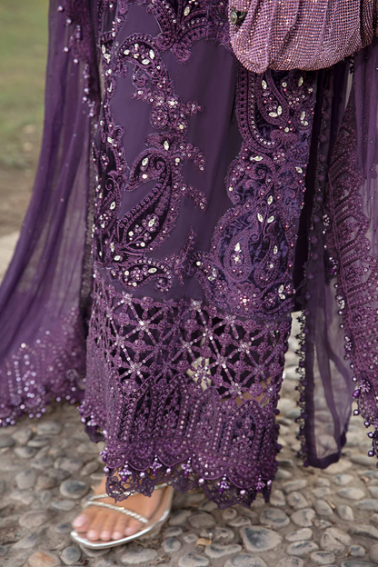 Purple chiffon shirt with embroidered organza detailing