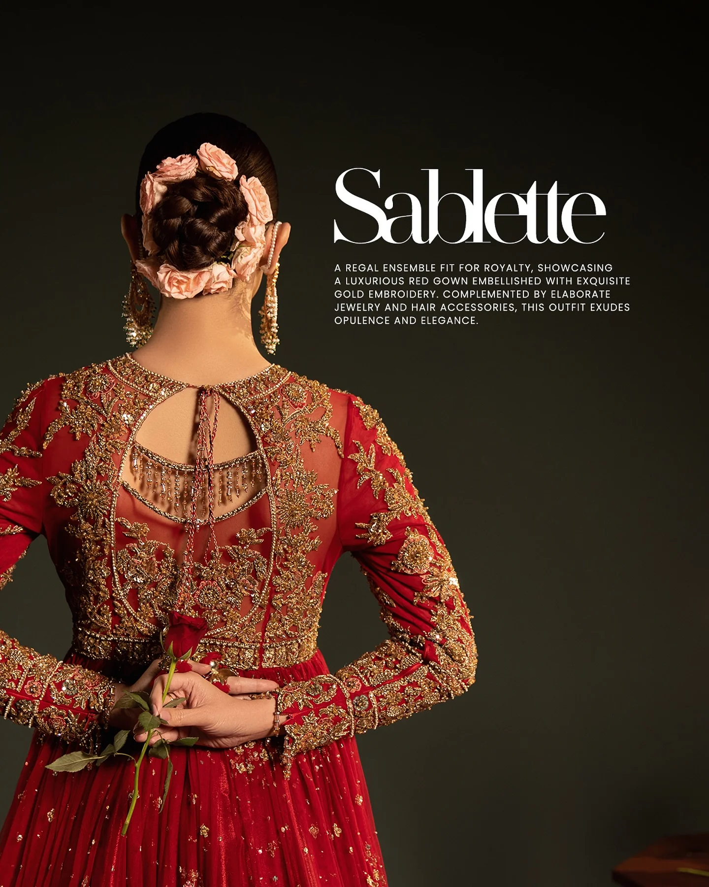 Sablette red embroidered long dress