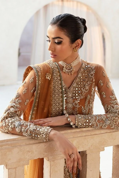 Rust embroidered sharara with matching dupatta