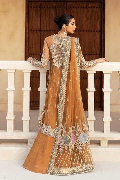 Rust Pakistani wedding outfit with hand embellishment