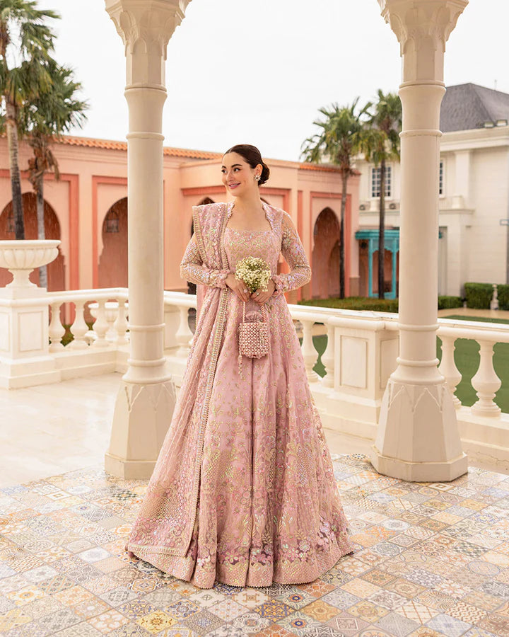 Ruzova powder pink tilla and sequin embroidered dress