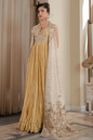 Saira Shakira Lunaire golden-yellow Pakistani formal gown