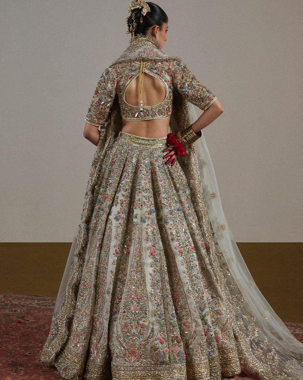 Hussain Rehar Sawara flared outfit with detailed floral motifs