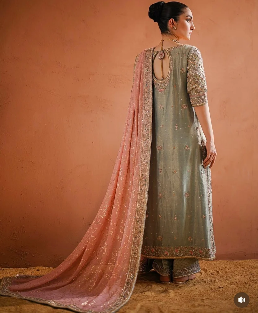Blush-pink dupatta with scattered embroidery and a heavily worked border