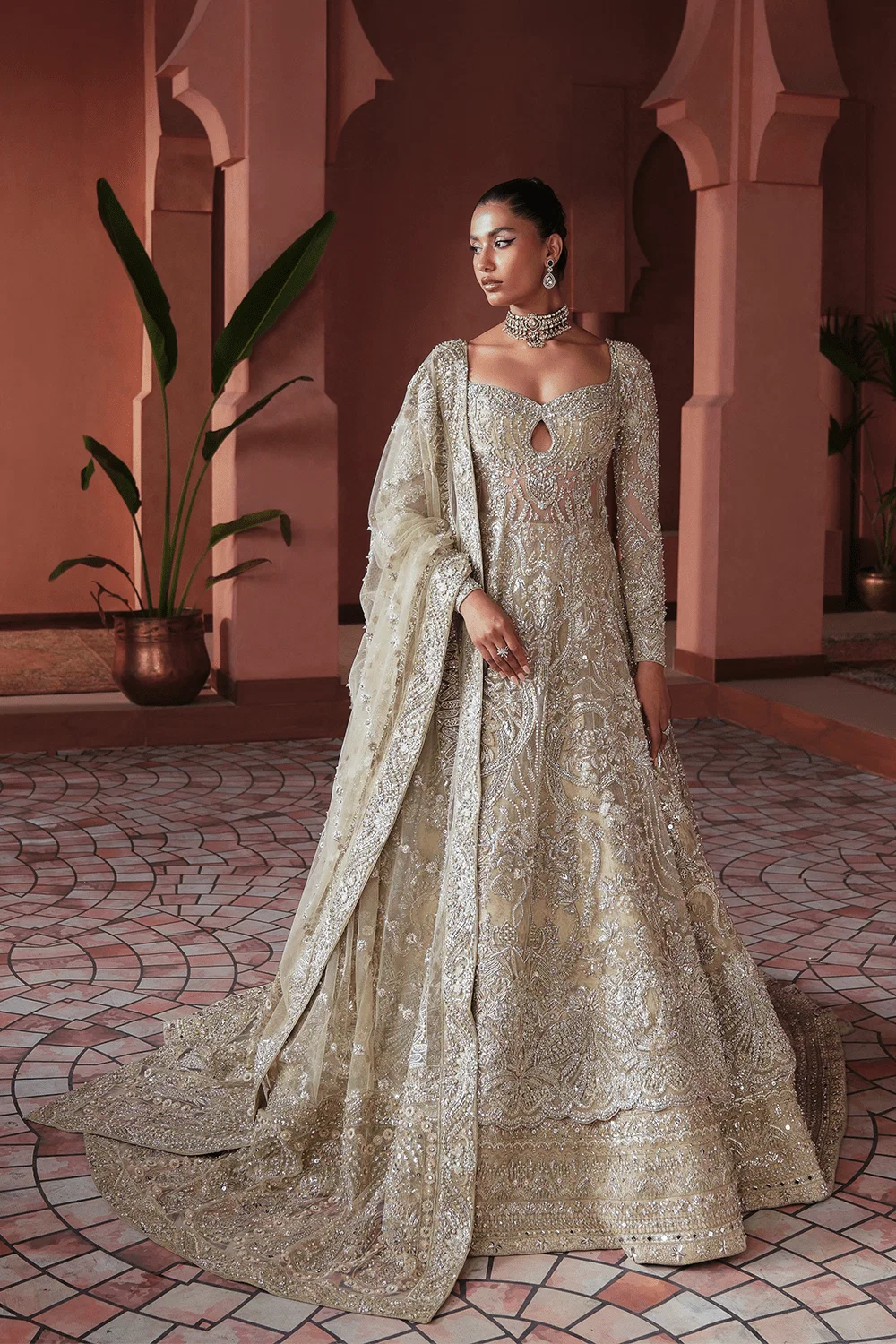 Soraya Agnes champagne embroidered bridal dress