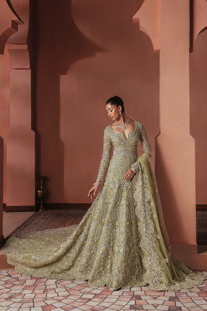 Soraya Ayse pistachio green Pakistani wedding dress