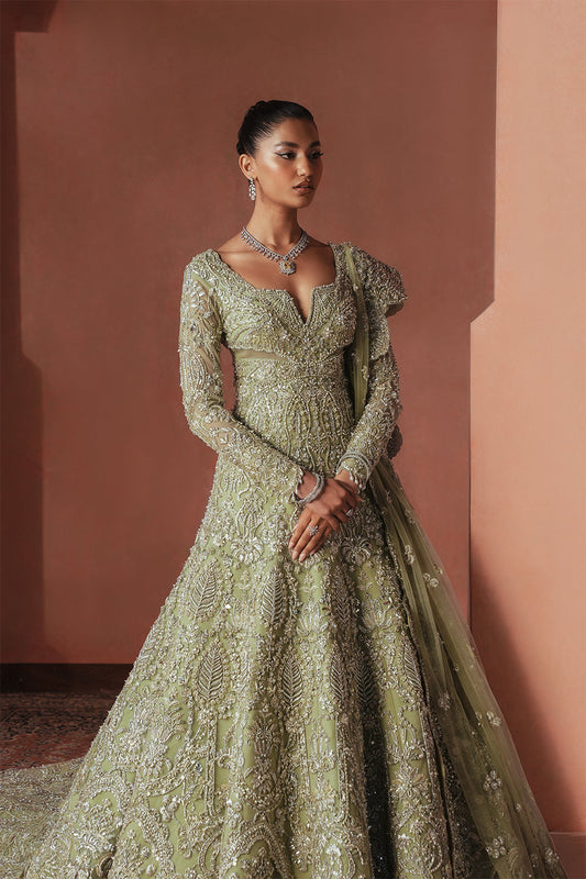 Soraya Ayse pistachio green embroidered bridal outfit