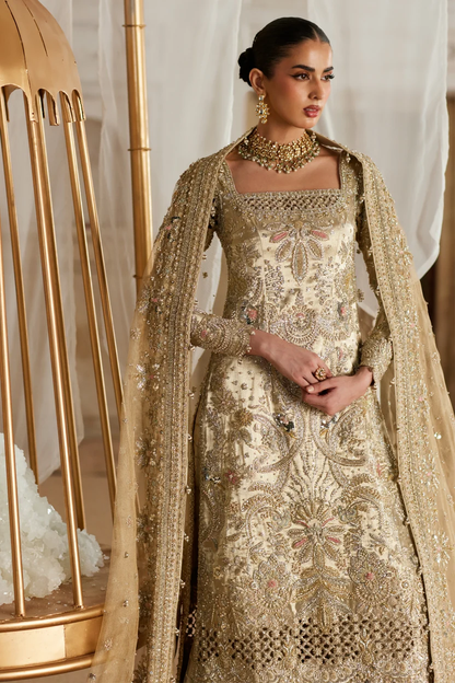 Mint-green and blush-pink embellished sharara