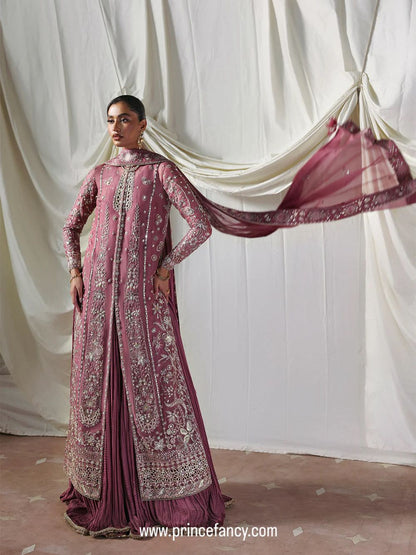 Soraya Luxury Collection dusty pink embroidered long shirt with matching dupatta