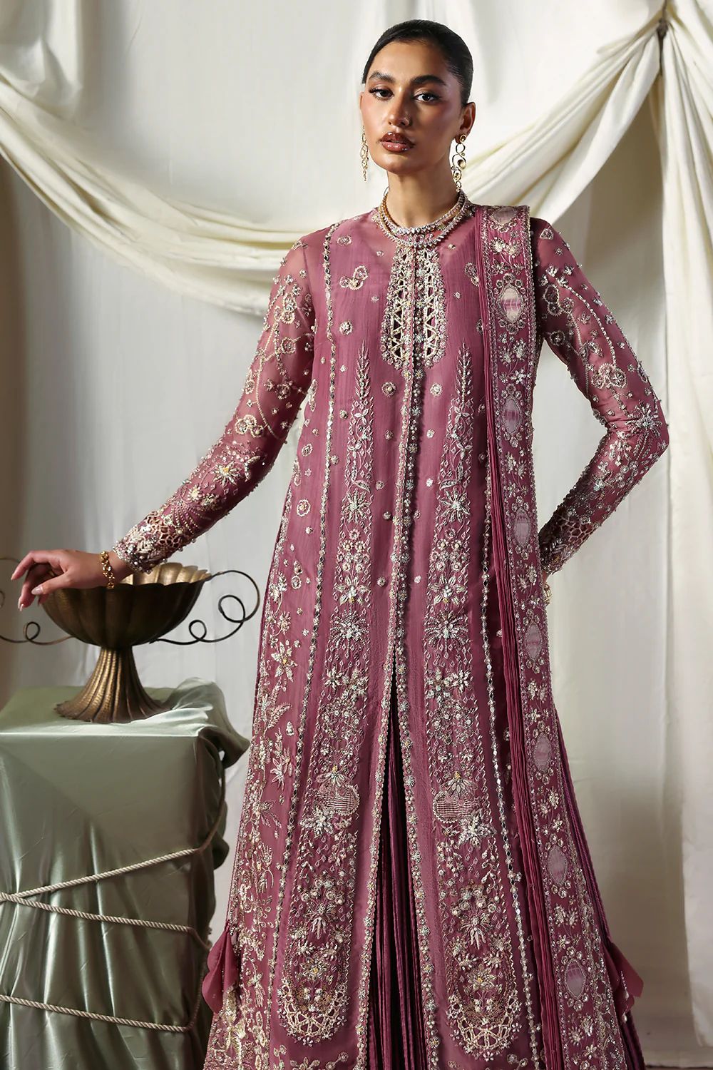 Side view of Soraya Luxury Collection embroidered Pakistani outfit