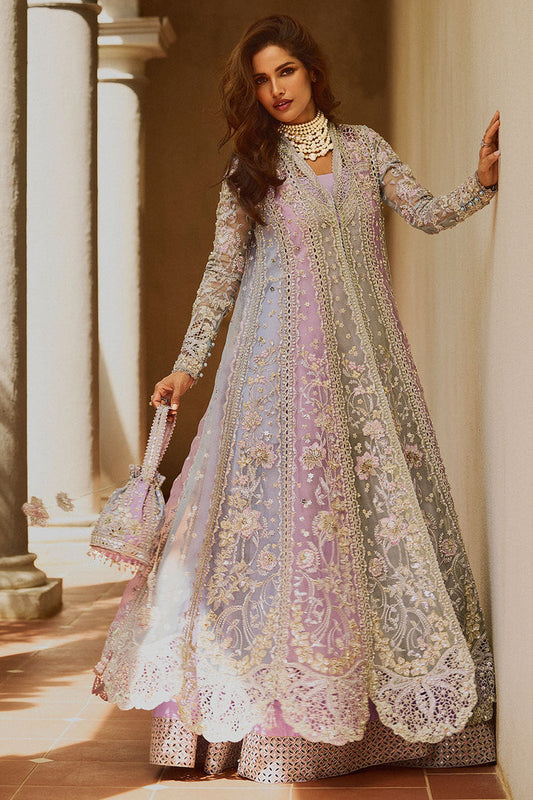 Soraya Orchid lilac and icy blue embroidered gown