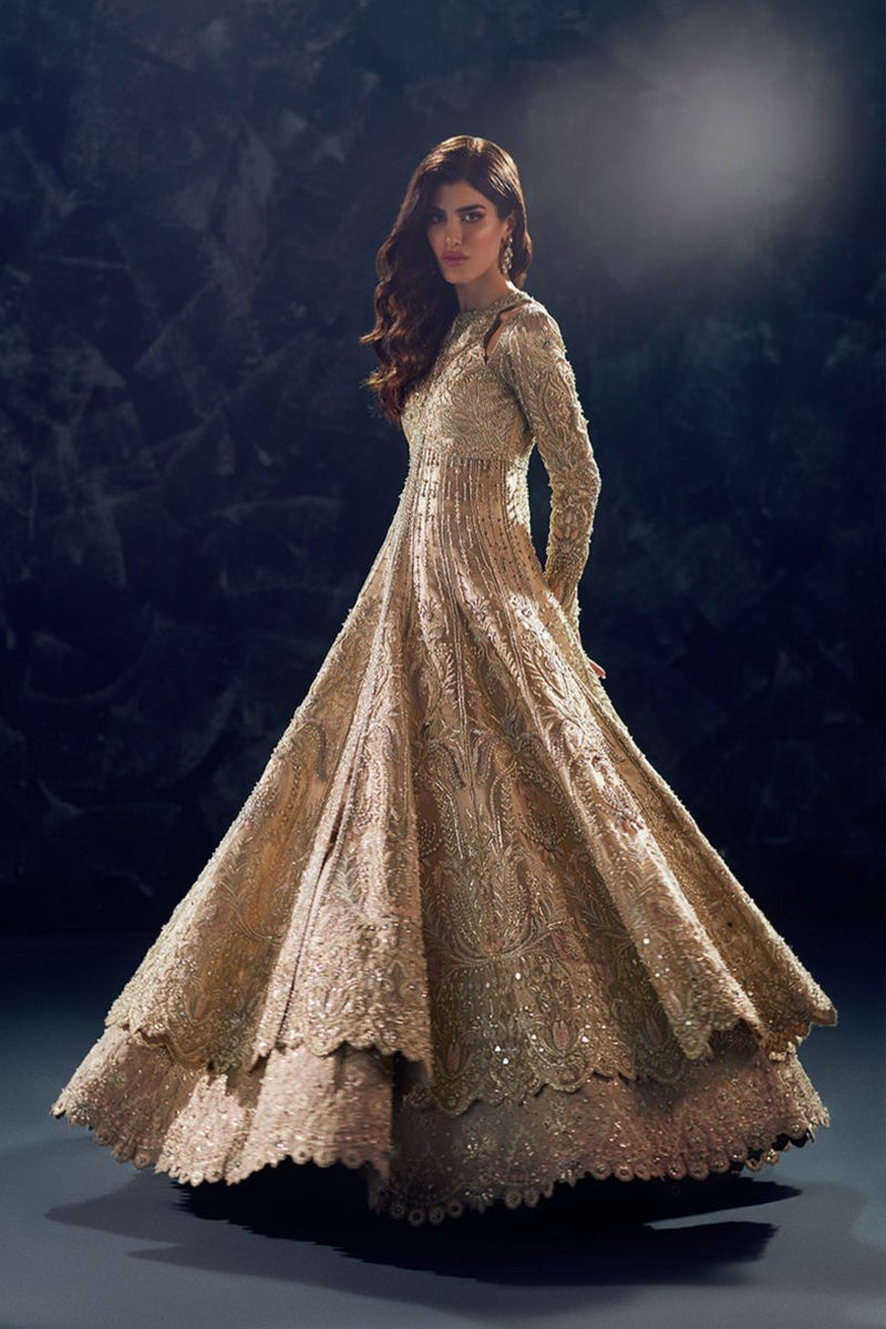 Soraya Reverie champagne gold embroidered gown
