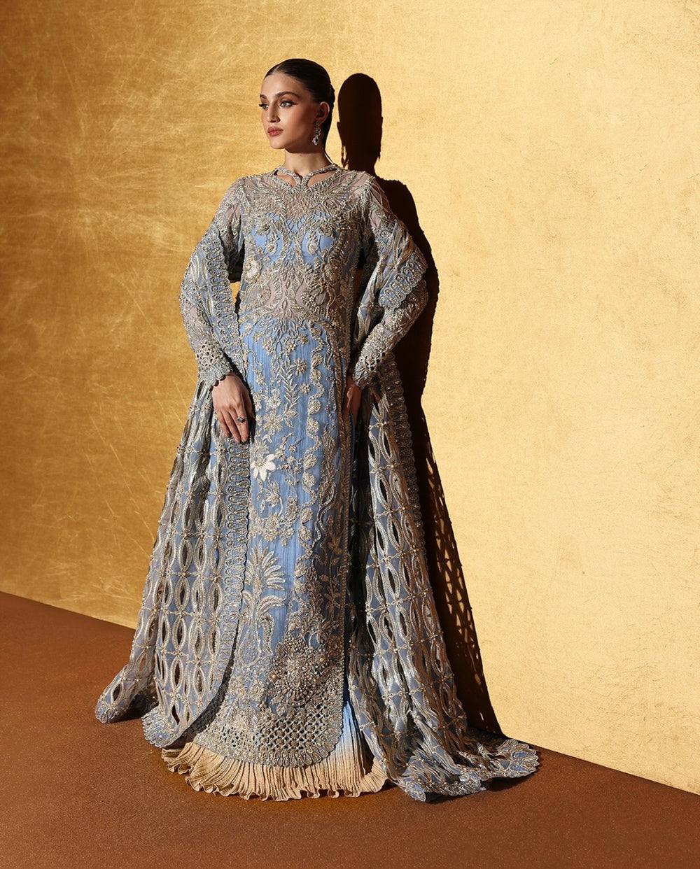 Soraya Seralyn soft blue embroidered formal outfit
