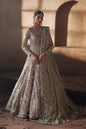 Soraya Shayna grey-green bridal lehenga with intricate floral embroidery