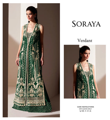 Soraya Verdant green embroidered 3 piece outfit