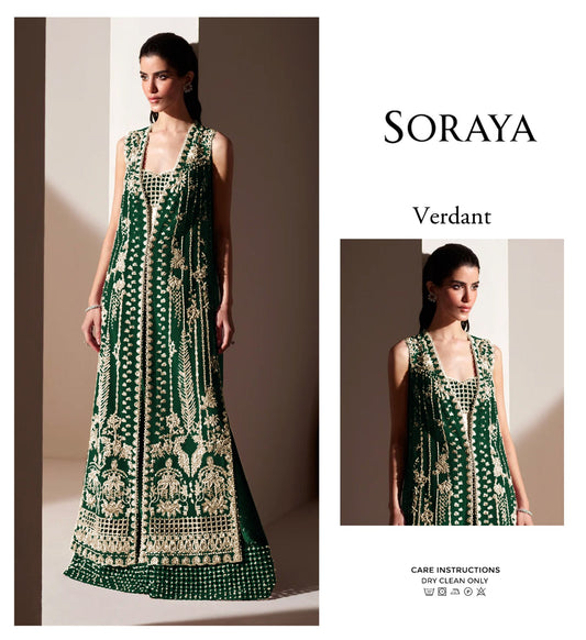 Soraya Verdant green embroidered 3 piece outfit