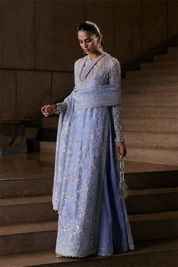 Suffuse Calira pastel periwinkle Pakistani formal ensemble