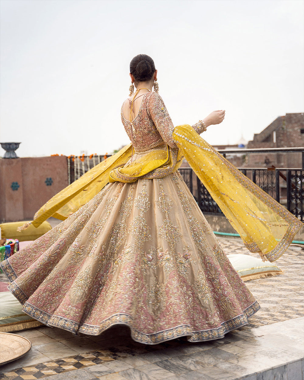 Faiza Saqlain inspired pastel yellow bridal ensemble