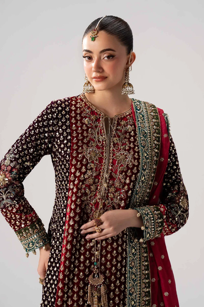 Crushed sharara with heavily embroidered dupatta