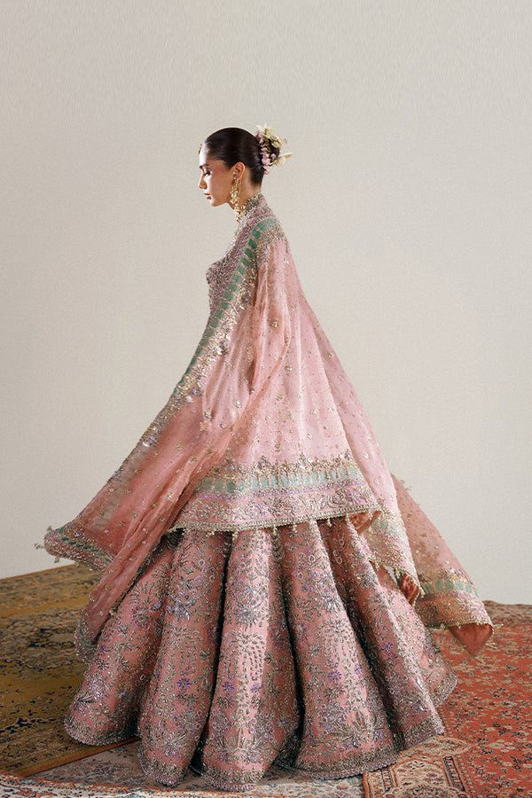 Zaleh kora dabka embroidered blouse and lehenga