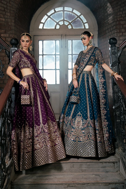 Mina Kashif Zarnoor featuring gold floral and paisley motifs