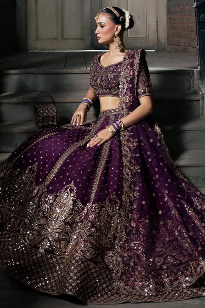 Mina Kashif Zarnoor with a matching embroidered purple dupatta